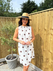 Cream Polka Dot Sleeveless Dress Tiana