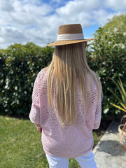 Pink Pointelle Open Knit Kyra