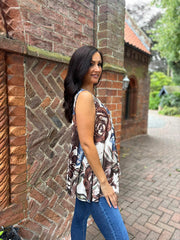 Chocolate Flower Print Vest Isabella