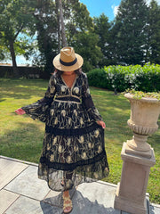 Black Luxury Gold Embroidered Maxi Seraphina