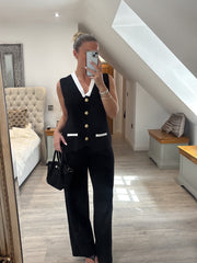 Black Button Waistcoat Set Zara