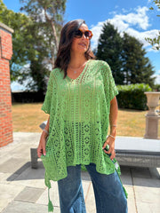 Lime Open Knit Cover Up Elsie