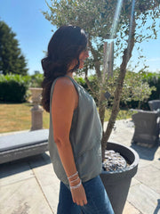 Khaki Layered Sleeveless Top Kaitlyn
