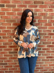 Denim Watercolour Shimmer Top Freya