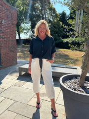 Black Tie Front Blouse Brielle