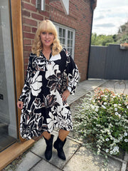 Monochrome Floral Detail Dress Eden