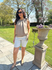 Mocha Sleeveless Tie Detail Top Ashley