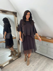 Chocolate Half Mesh Slip Olivia