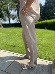 Mocha Textured Lightweight Trousers Kaylee