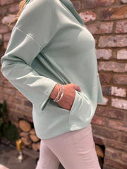Sage Hooded Button Shacket Mabel