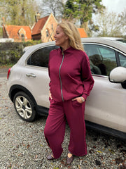 Wine Sequin Velour Trim Jacket Trixie