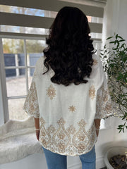 White Floral Embroidered Top Sydney