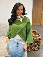 Pistachio Knitted Wrap Jumper Nell