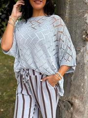 Grey Abstract Pattern Knit Tori