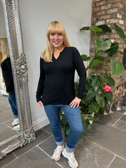 Black Ribbed Long Sleeve Top Emma