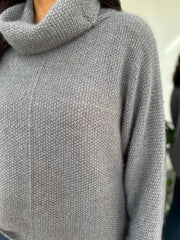 Grey Roll Neck Shimmer Knit Susan