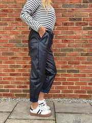 Navy Coated Trousers Sasha