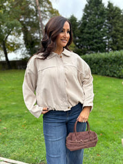 Stone Bubble Hem Bomber Jacket
