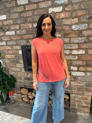 Coral Lace Detail Top Amanda