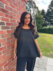 Black Mesh Detail Top Parker