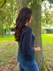 Navy Ribbed Knit Kia
