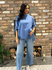 Denim Broderie Anglaise Top Judith