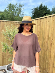 Chocolate Cotton Reverse Seam Knit Jo