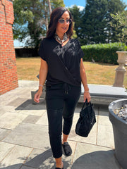 Black Twist Drape Top Jacqueline
