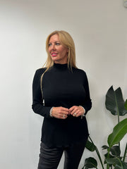 Black Ribbed Flute Neck Charlotte