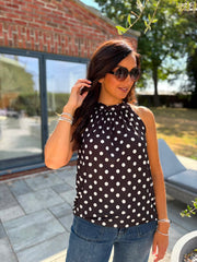 Black Polka Dot Halter Neck Top Jessie