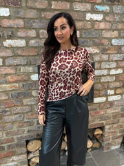 Wine Sheer Leopard Print Top Hope