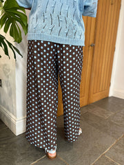 Chocolate Polka Dot Wide Leg Trousers Misty