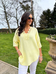 Lemon Boho Daisy Bubble Cotton Top Skye