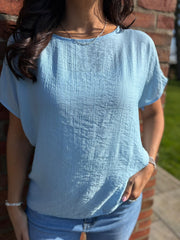 Light Blue Scarf Top Hilary
