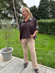 Deer Printed Wide Leg Jeans