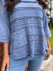 Denim Lace Stripe Top India
