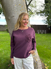 Grape Ribbed Flower Top Mika