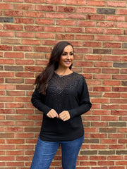 Black Diamante Crochet Knit Layla