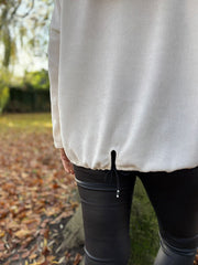 Winter White Chenille Leopard V Neck Sweatshirt Elle