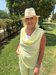 Lemon Embellished Cowl Neck Top Danica