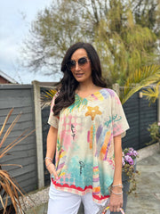 Gold Longline Multi Pattern Shimmer Top Helena