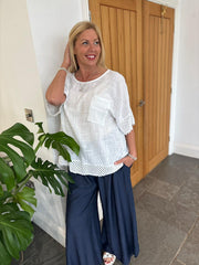 White Multi Hole Detail Top Terri