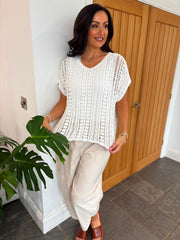 White Crochet Knit Hazel