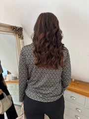 Khaki Diamond Print Top Carmen