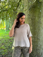 Mocha Cotton Reverse Seam Knit Jo