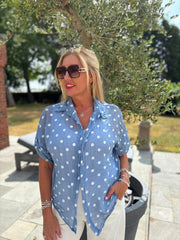 Denim Polka Dot Blouse Kathy