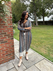 Denim Pattern Stripe Shimmer Cardigan Freya