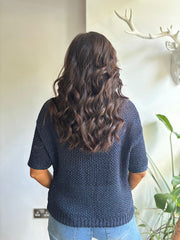 Navy Sequin Sparkle Knit Sabrina
