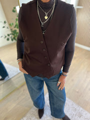 Chocolate Diamante Waistcoat Jude