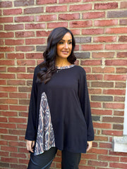 Black Patterned Knit Top Danielle